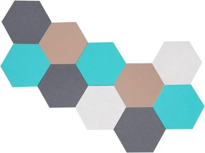 10PK Hexagon Felt Cork Board Tiles Self Adhesive Bulletin Board Pin Board Large - Image 1 of 4