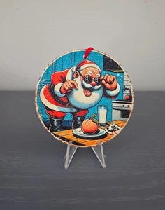 Babbo Natale vigilia di Natale latte e pesche umoristico albero di Natale ornamento divertente - Foto 1 di 2