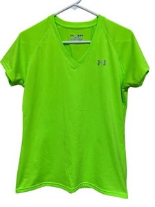 Under Armour Women’s Athletic Shirt-Size Medium-Neon Green Short Sleeve - Picture 1 of 8