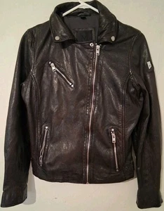 Mauritius leather jacket women's Biker Moto Sz 10 - Picture 1 of 16