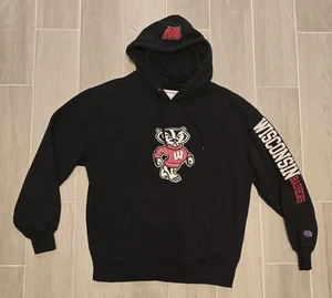 Champion Wisconsin Badgers Sweatshirt Hoodie Gr. Medium bestickt schwarz Bucky - Bild 1 von 11