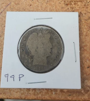 Бывшая в обращении монета номиналом 50 центов 1899 P с изображением Барбера - Изображение 1 из 2