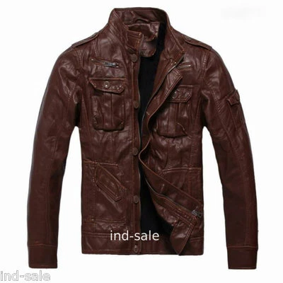 GENUINE LEATHER JACKET Custom Tailor Made All Sizes Brown Designer Slim Fit - Image 1 of 4