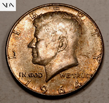 1964 Kennedy Half Dollar - Gem BU (rainbow toned) - 90% Silver #H826