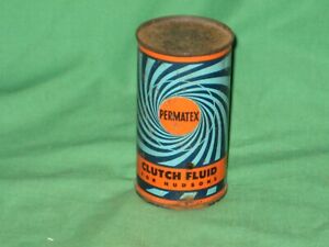 Vintage Original 1940's to 1950's Permatex Clutch Fluid For HUDSONS Full Tin Can