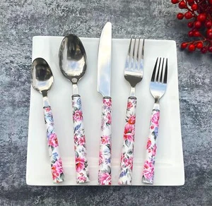 Elegant Peony Flower 20-Piece Flatware Set Service for 4 Stainless Steel Cutl... - Picture 1 of 6