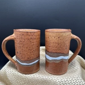 Set Of 2 Signed Brewery Pottery Inlaid Mugs Please see all pictures - Picture 1 of 7