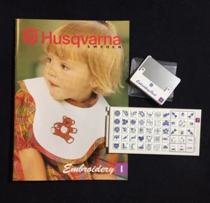 Tarjeta, superposición y folleto de diseños de bordado de muestra #1 para Husqvarna Viking - Imagen 1 de 11
