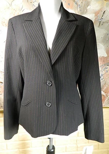 NWT ELEGANT JONES WEAR BLACK STRETCH PIN STRIPED SZ 8 (SWING TIME LINE) BLAZER - Picture 1 of 4