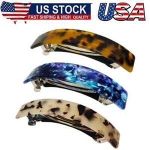3Pcs Large French Barrettes for Fine Thick Hair,Classic Tortoise Shell Hair Clip - Picture 1 of 7