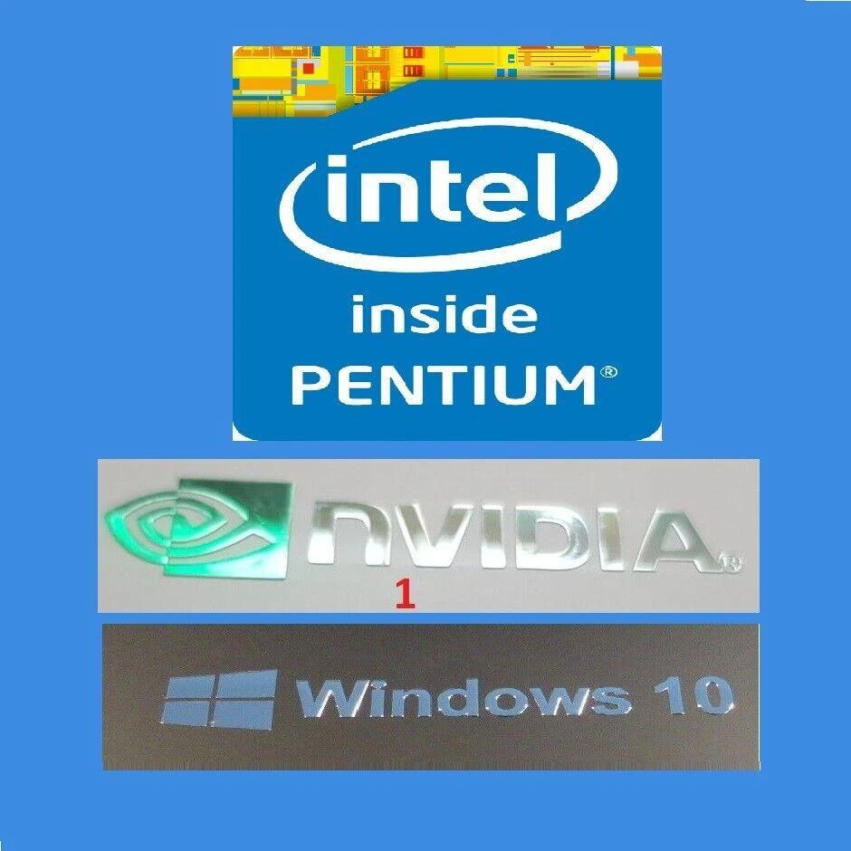 Adesivo Nvidia x1 Intel Pentium x1 Windows 10 x1 GRATUITO computer portatile desktop - Immagine 1 di 1