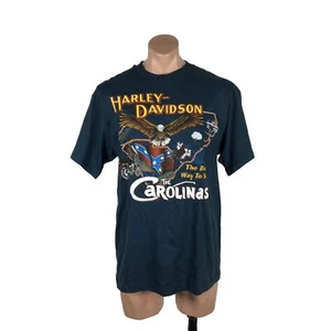 Camisa azul vintage 1995 Harley Davidson emblema 3D Carolinas Myrtle Beach nueva con etiquetas - Imagen 1 de 10