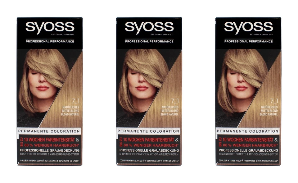 Syoss Natürliches Mittelblond 7_1 Permanente Coloration , 3er Pack EA802351 - Bild 1 von 1