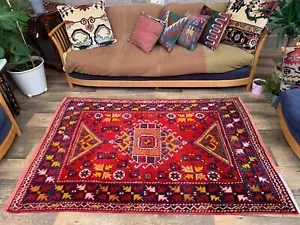 Alfombra vintage turca occidental oriental 192x127 cm alfombra tribal mediana, - Imagen 1 de 10
