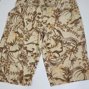 Anko Curve Women's Culottes 3/4 Pants/Shorts Plus Sz 26 Tan & Brown Floral Print - Picture 1 of 5