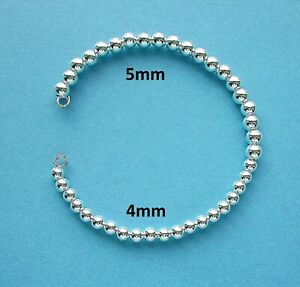 10/20  4mm/5mm Sterling Silver spacer Beads Round Shiny Jewellery Making