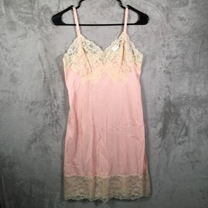 Vintage Vassarette Nylon Peach Lace Full Slip Nightgown Sleepwear Size 34A - Picture 1 of 12