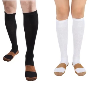 BL/WH 2 Paar Kupfer Kompressions Stützstrümpfe 20-30 mmHg graduiert Herren Damen - Bild 1 von 4
