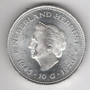 Niederlande - 10 Gulden 1970 Silber - 25 Jahre Befreiung - Juliana - XF/Stgl. - Bild 1 von 2