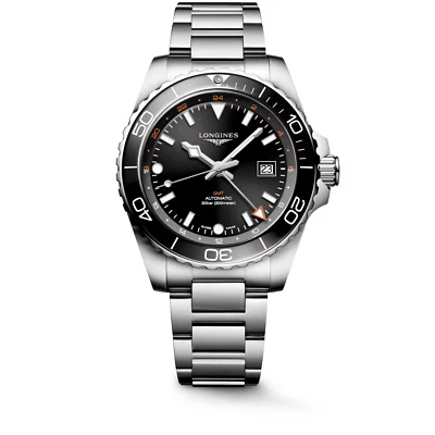 Longines Hydroconquest GMT 43 MM relógio automático mostrador preto SS L38904566 - Imagem 1 de 4