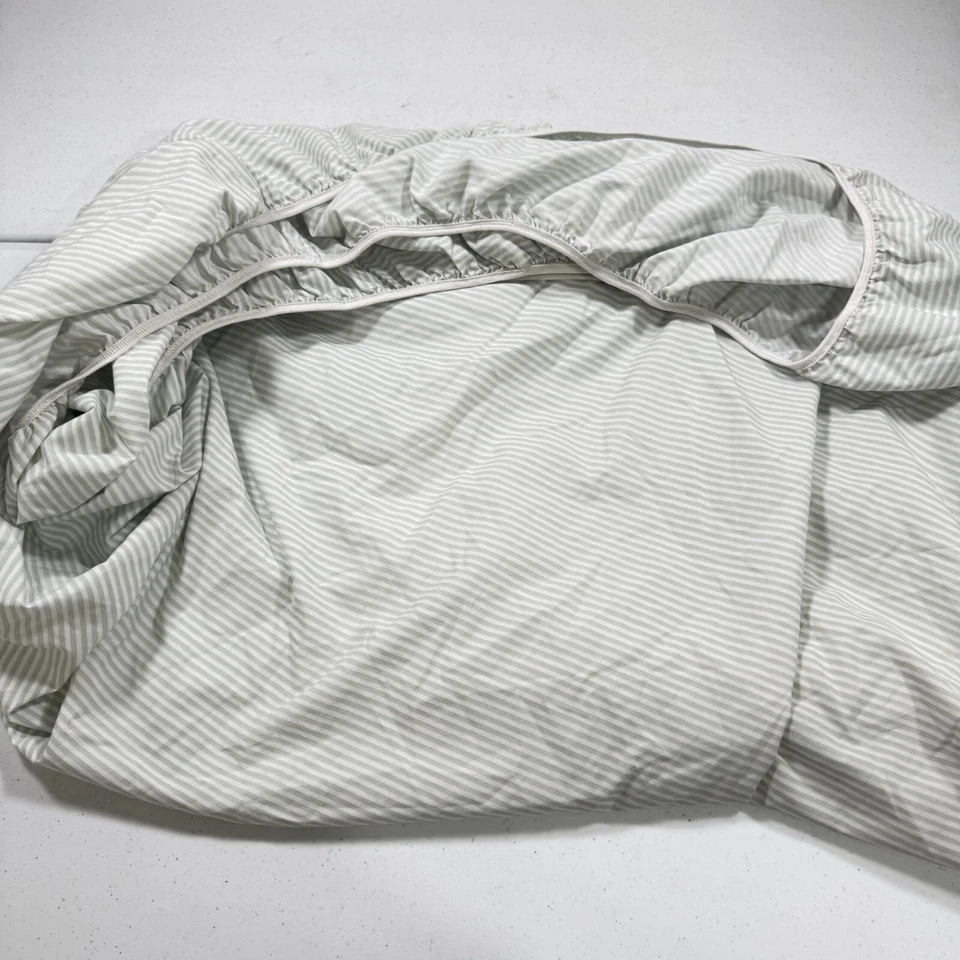 Sábana bajera cañón doble rayas verdes mezcla percal ee. uu. Foto 1 de 4