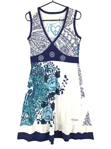 Desigual V-Ausschnitt Ärmellos Blumen Kleid Damen Größe L - Bild 1 von 9