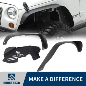 Hooke Road 4PCS Fender Flares + 2PCS Front Inner Fender Liners for Jeep JK 07-18 - Bild 1 von 13