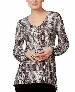 Top blusa pitone INC INTERNATIONAL CONCEPTS taglia L stampato orlo a fazzoletto - Foto 1 di 2