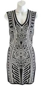 Jealous Tomato Knit Dress Sleeveless Womens M Black White Aztec Bodycon - Picture 1 of 10