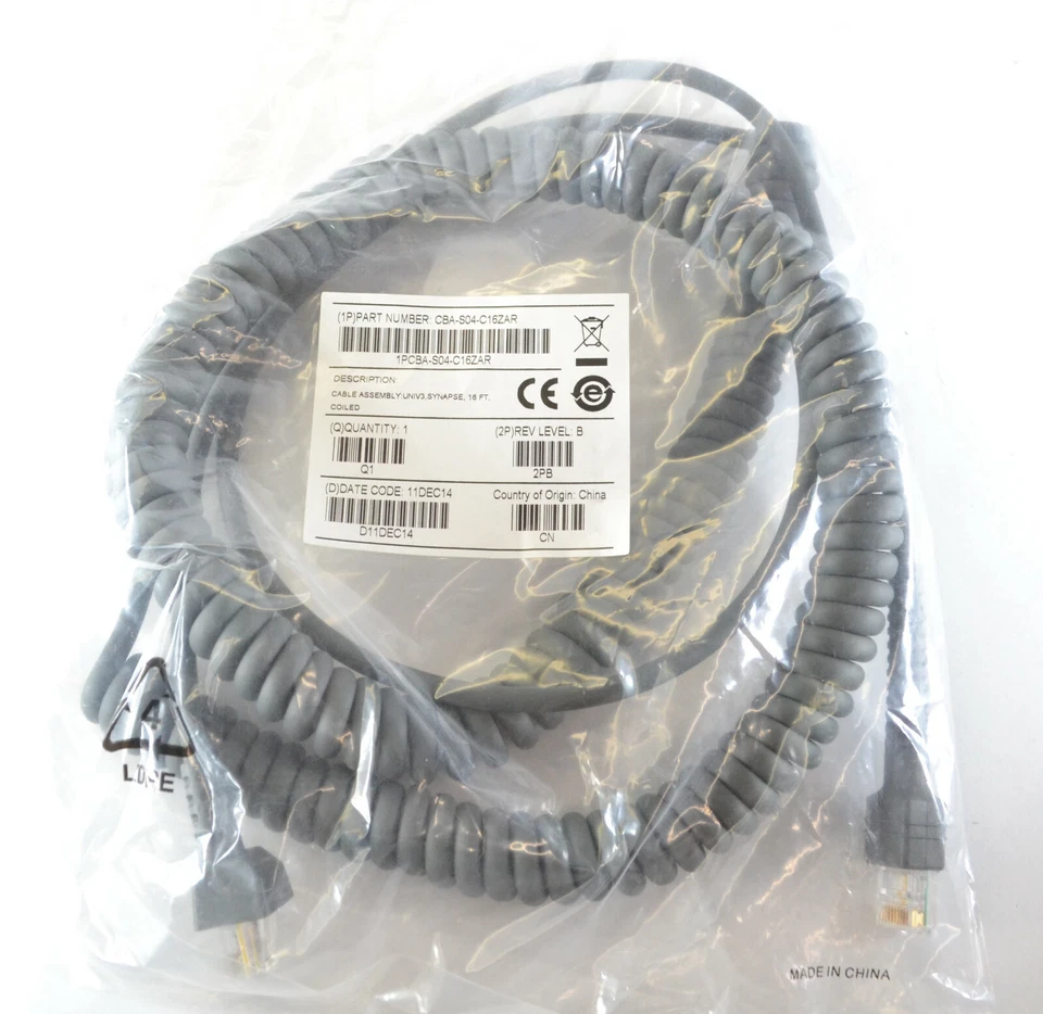 Lot of 5 Symbol Barcode Scanner Coiled Synapse Cable CBA-S04-C16ZAR - Image 1 of 3