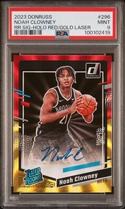 2023 PANINI DONRUSS #296 NOAH CLOWNEY RR SIG-HOLO RED/GOLD LASER PSA 9 - Picture 1 of 1