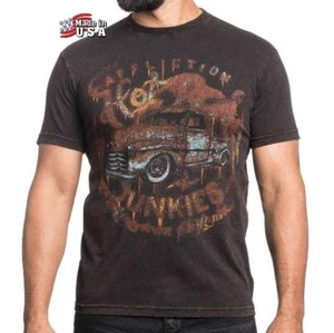 NWT AFFLICTION Black HOTROD JUNKIES Short Sleeve T-Shirt Mens Medium NEW - Picture 1 of 5