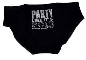 New Vintage Victoria's Secret Signature Hiphugger Panty Party Like It's 2013, S - Picture 1 of 5