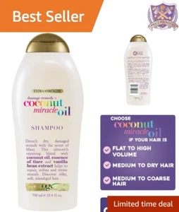 Coconut Oil Shampoo 25.4 Fl Oz Hydrating Tames Frizz Dry Coarse Hair Repair - Picture 1 of 8