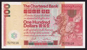 Hong Kong The Chartered Bank 1982 $100 Dollars Banknote P79c - Foto 1 di 2