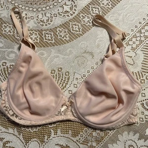 Vintage Victoria’s Secret 34B Satin Lace Pink Underwire Bra Heart Label - Picture 1 of 8
