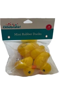 Celebrate Yellow Mini Rubber Ducks Duckies Baby Shower 4 Pack NIB Duck - Picture 1 of 3