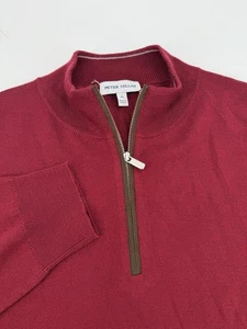 Peter Millar Autumn Crest 1/4 Zip Sweater Merino Wool Blend Red Pullover Mens XL - Picture 1 of 7