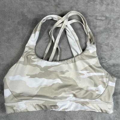 Sujetador deportivo Athleta Run Free blanco camuflado talla M con tiras entrenamiento correr SIN ALMOHADILLAS Foto 1 de 4