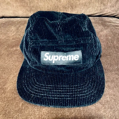 SS22 SUPREME PANA CAMPAMENTO GORRA SOMBRERO NEGRO 2022 Excelente Estado Hecho en USA Foto 1 de 4