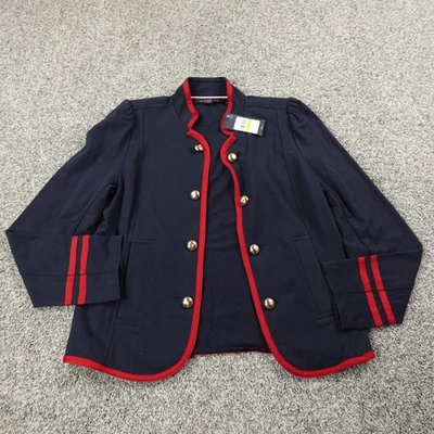 NUEVO Tommy Hilfiger Chaqueta Mujer M Azul Rojo Militar Dorado Botones Blazer Abrigo Foto 1 de 4