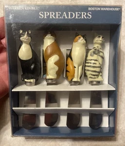Vintage Warren Kimble Boston Warehouse Set Of 4 Cat Spreaders - NIP - Picture 1 of 5