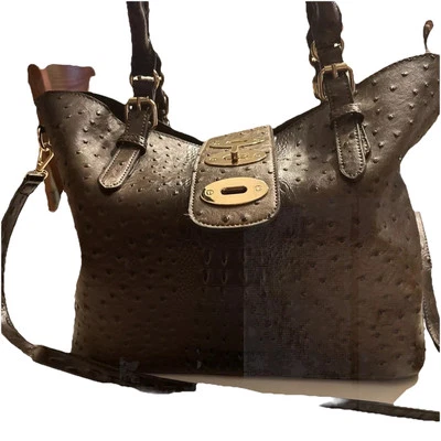 Bolso de Mano Le Miel con Correa Bandolera Avestruz Vegano Cuero Marrón 2/1 Bolso. Foto 1 de 4