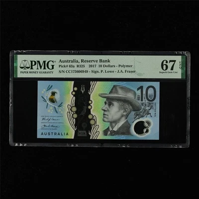 2017 Australia Reserve Bank 10 Dollars Pick#63a PMG 67 EPQ Superb Gem UNC - Image 1 of 4