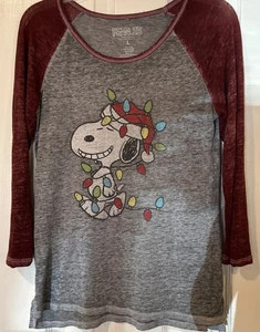Camisa de Navidad Schultz Peanuts Adulto M/ Jr LG 3/4 Manga Jersey Snoopy - Imagen 1 de 5