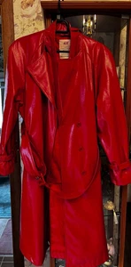 H&M Innovation Circular Design Story Vinyl Trench Coat in Rare Red - Picture 1 of 19