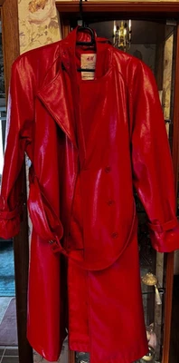 H&M Innovation Circular Design Story Vinyl Trench Coat in Rare Red - Image 1 of 4