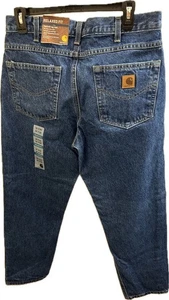 Carhartt Jeans Mens 32x30 Blue Denim Cotton Relaxed Fit Tapered Leg B17-DST NWT - Picture 1 of 17