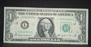 1963 L $1 Joseph Barr One Dollar Bill Federal Reserve Note San Francisco  - Picture 1 of 4