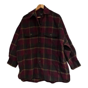 Weekend Maxmara Burgundy Check Oversized Fleece Jacket Uk 8 10 12 D 36 £650 - Picture 1 of 13